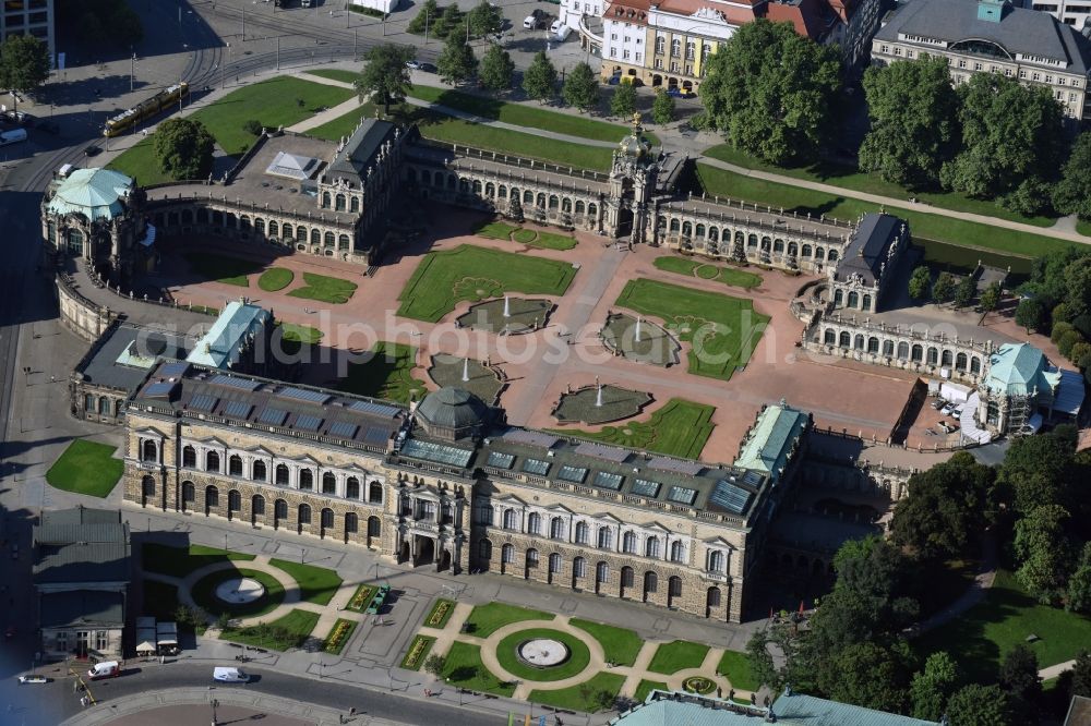 Aerial photograph Dresden - View of the Zwinger in Dresden in the state Saxony