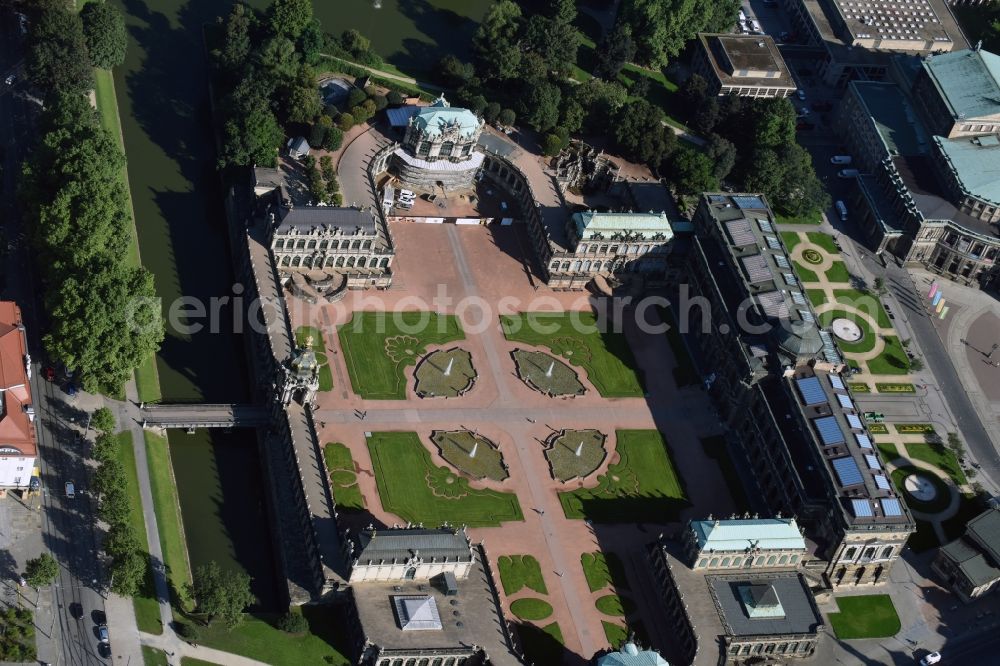 Dresden from the bird's eye view: View of the Zwinger in Dresden in the state Saxony