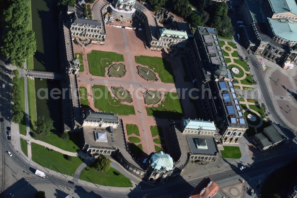 Aerial image Dresden - View of the Zwinger in Dresden in the state Saxony