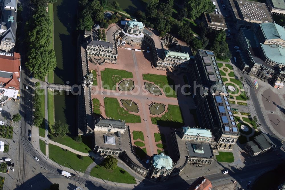 Aerial photograph Dresden - View of the Zwinger in Dresden in the state Saxony