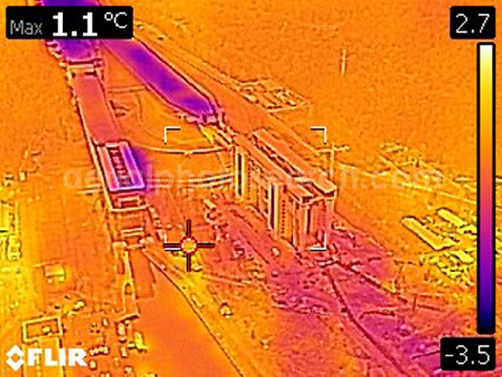 Infrared aerial photograph Niederfinow - Infrared aerial photograph of construction of the Niederfinow ship lift on the Finow Canal in the state of Brandenburg