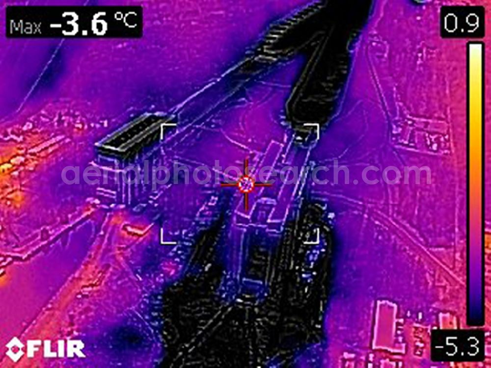 Infrared aerial photograph Niederfinow - Infrared aerial photograph of construction of the Niederfinow ship lift on the Finow Canal in the state of Brandenburg