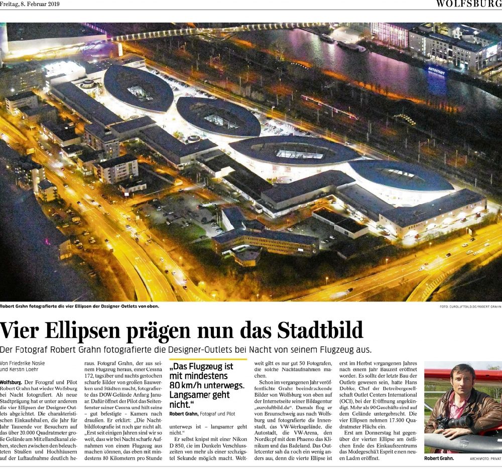 Aerial photograph at night Wolfsburg - Picture Section / media use of night aerial use in the Newspaper - daily paper WOLFSBURGER NACHRICHTEN , added to in Wolfsburg in the state Lower Saxony, Germany