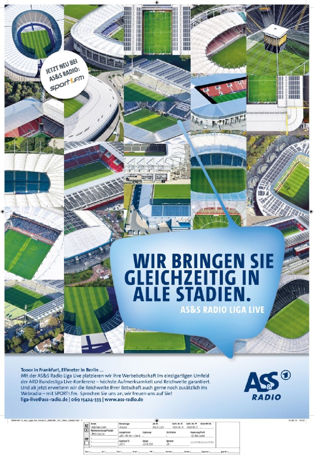 Aerial image Berlin - 1. Bundesliga Deutschland Fußball Stadien und Arenen - Belegausschnitt / Medienverwendung / Printverwendung für Anzeige und Werbung AS&S Radio GmbH der ARD in Horizont 13.08.2014