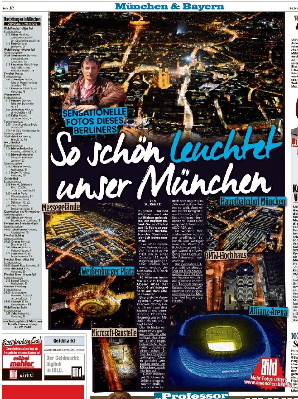 Aerial photograph München - Picture Section / media use of aerial use in the Newspaper - daily paper BILD Sonderseite 10, added to in the district Zentrum in Munich in the state Bavaria, Germany
