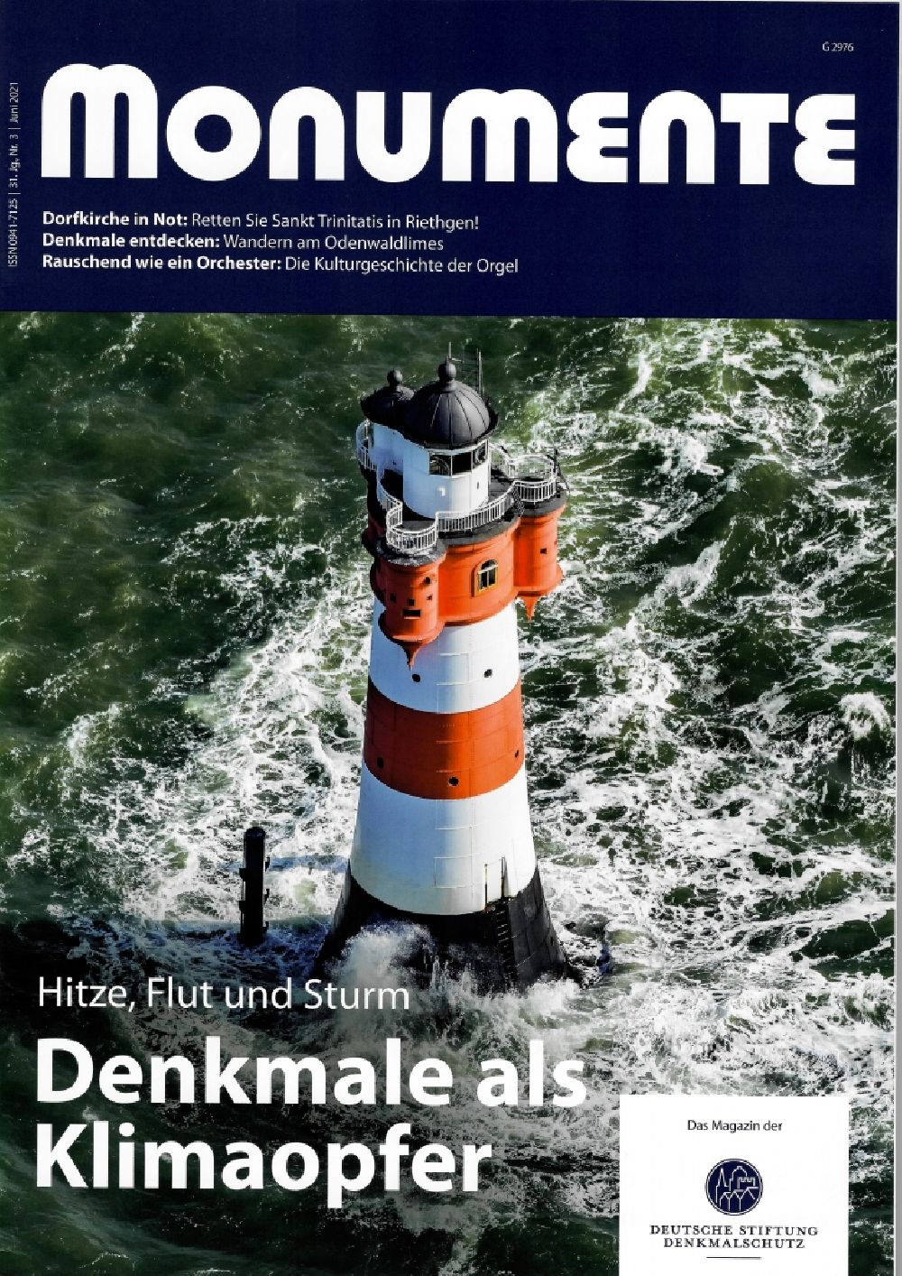 Aerial photograph Butjadingen - Picture Section / media use of aerial use in the magazine title Monumente page 1, lighthouse added to in Butjadingen in the state Lower Saxony, Germany