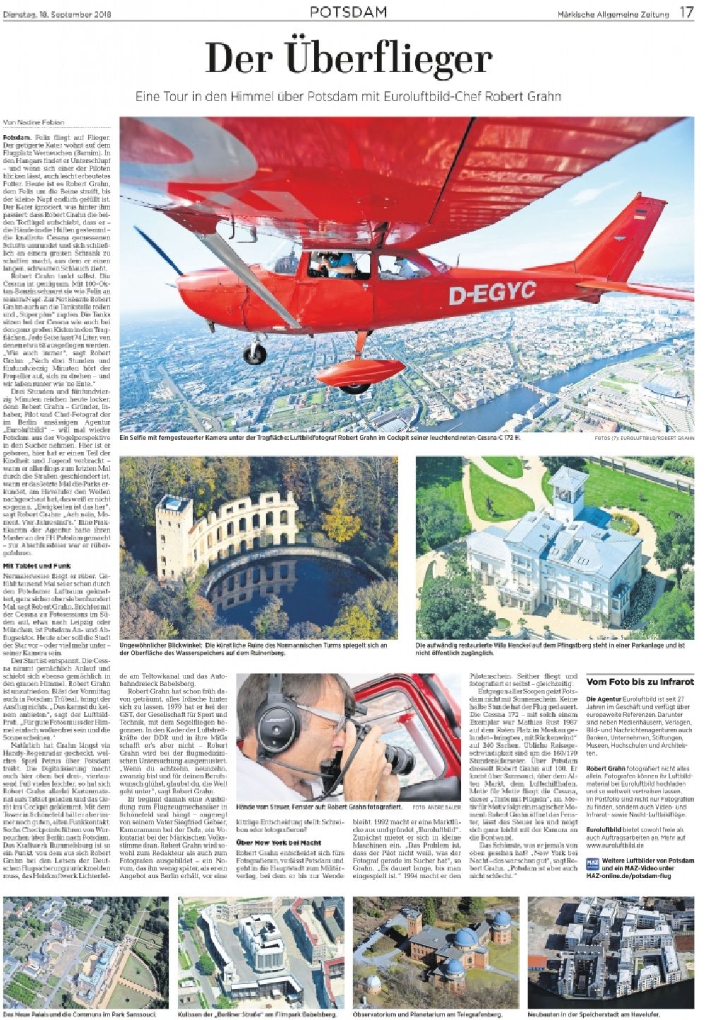 Potsdam from the bird's eye view: Picture Section / media use of aerial use in the Newspaper - daily paper Maerkische Allgemeine Zeitung Seite 17, added to in Potsdam in the state Brandenburg, Germany