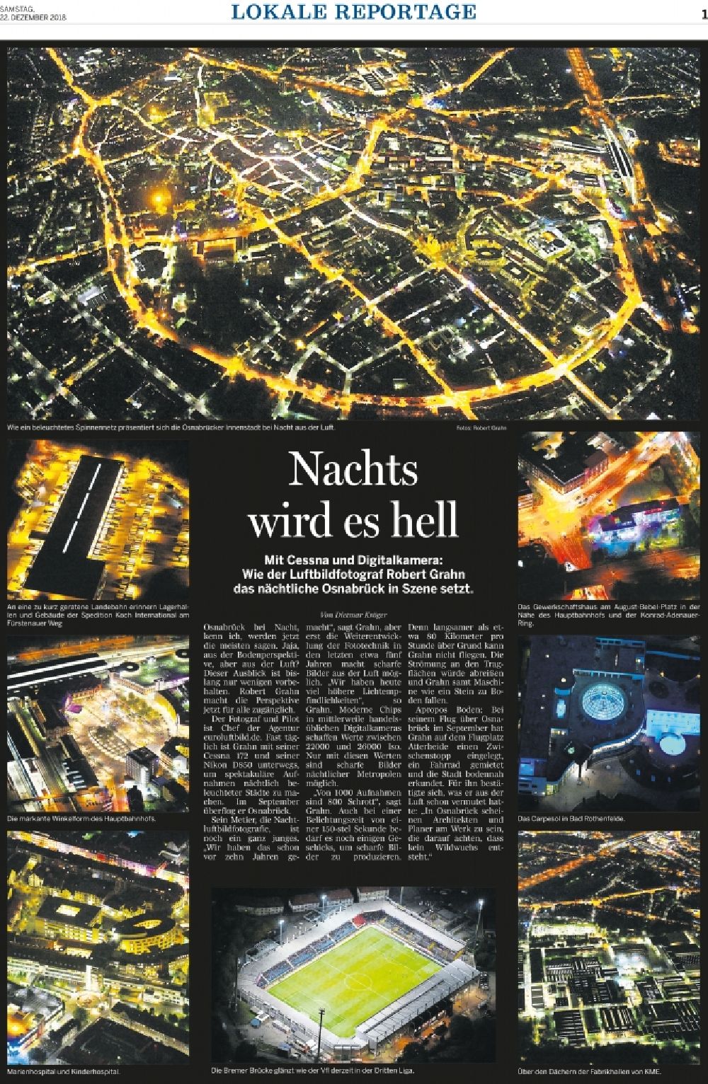 Osnabrück from above - Picture Section / media use of aerial use in the Newspaper - daily paper Neue Osnabruecker Zeitung - Sonderseite 1 Lokalteil, added to in the district Innenstadt in Osnabrueck in the state Lower Saxony, Germany