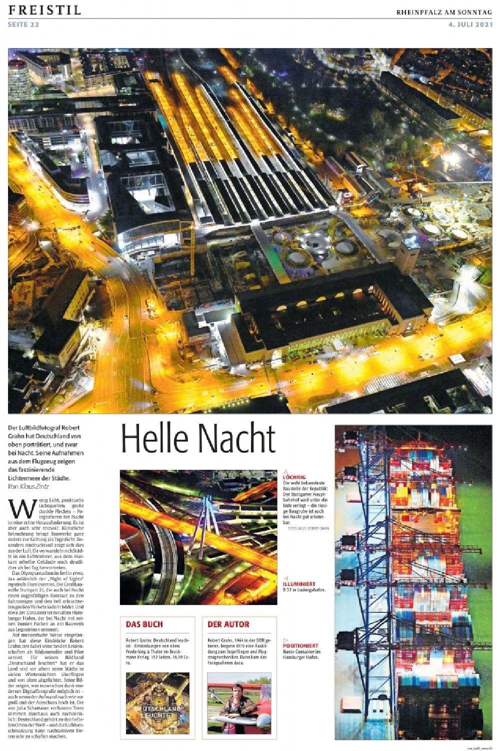Ludwigshafen am Rhein from the bird's eye view: Picture Section / media use of aerial use in the Newspaper - daily paper RHEINPFALZ on SONNTAG - Seite 22, added to in Ludwigshafen am Rhein in the state Rhineland-Palatinate, Germany
