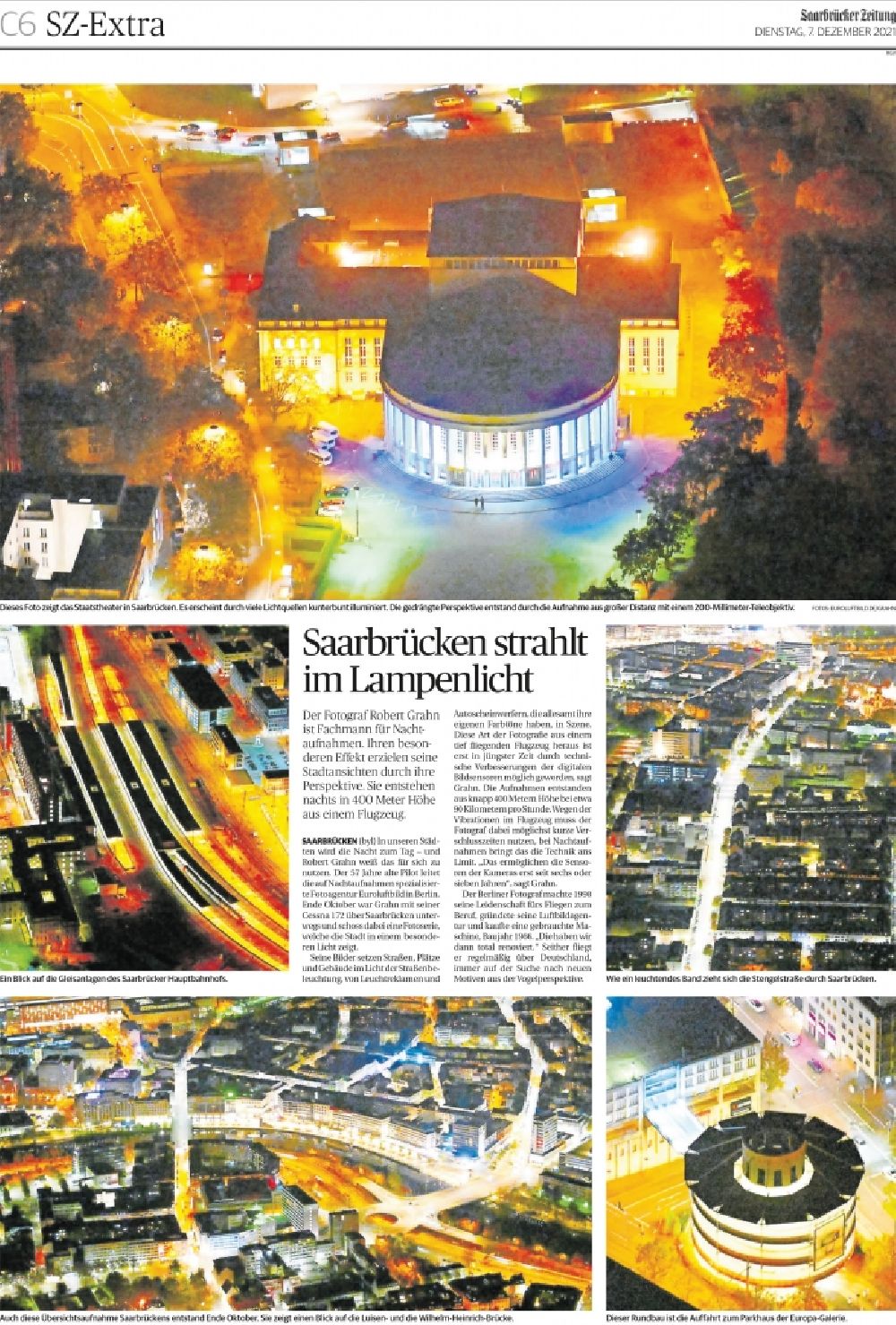 Aerial image Saarbrücken - Picture Section / media use of aerial use in the Newspaper - daily paper Saarbruecker Zeitung page C6 SZ-Extra, added to in Saarbruecken in the state Saarland, Germany