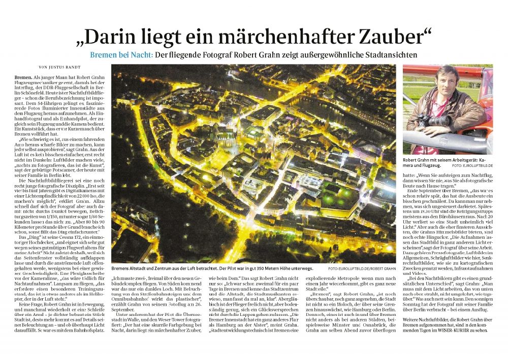 Aerial photograph Bremen - Picture Section / media use of aerial use in the Newspaper - daily paper WESER-KURIER and Bremer Nachrichten page 10, added to in Bremen, Germany