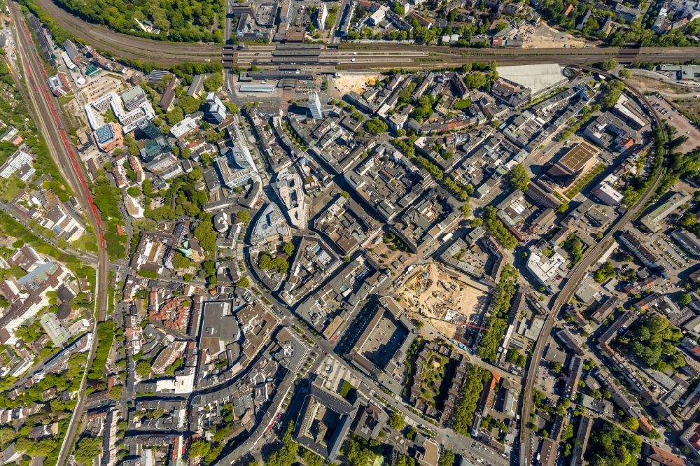Vertical aerial photograph Bochum - Vertical aerial view from the satellite perspective of the demolition area of office buildings Home of old curt Landsgericht - Amtsgericht in the district Innenstadt in Bochum in the state North Rhine-Westphalia, Germany
