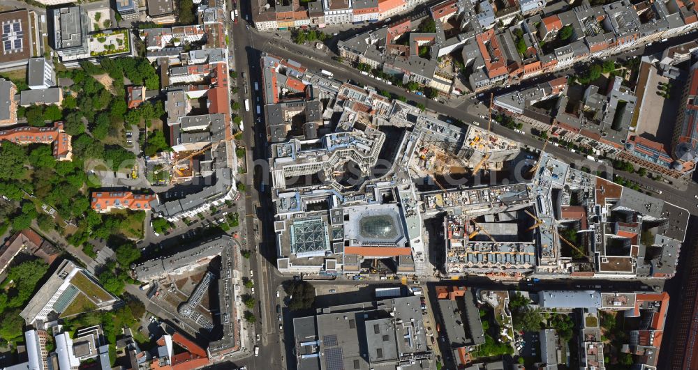Vertical aerial photograph Berlin - Vertical aerial view from the satellite perspective of the construction site for the new building Areal on Tacheles on Oranienburger Strasse in the district Mitte in Berlin, Germany