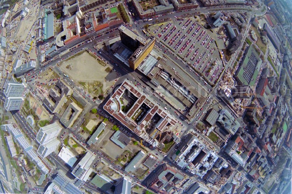Vertical aerial photograph Berlin - Vertical aerial view from the satellite perspective of the office building along the Schuetzenstrasse - Zimmerstrasse in the district Mitte in Berlin, Germany