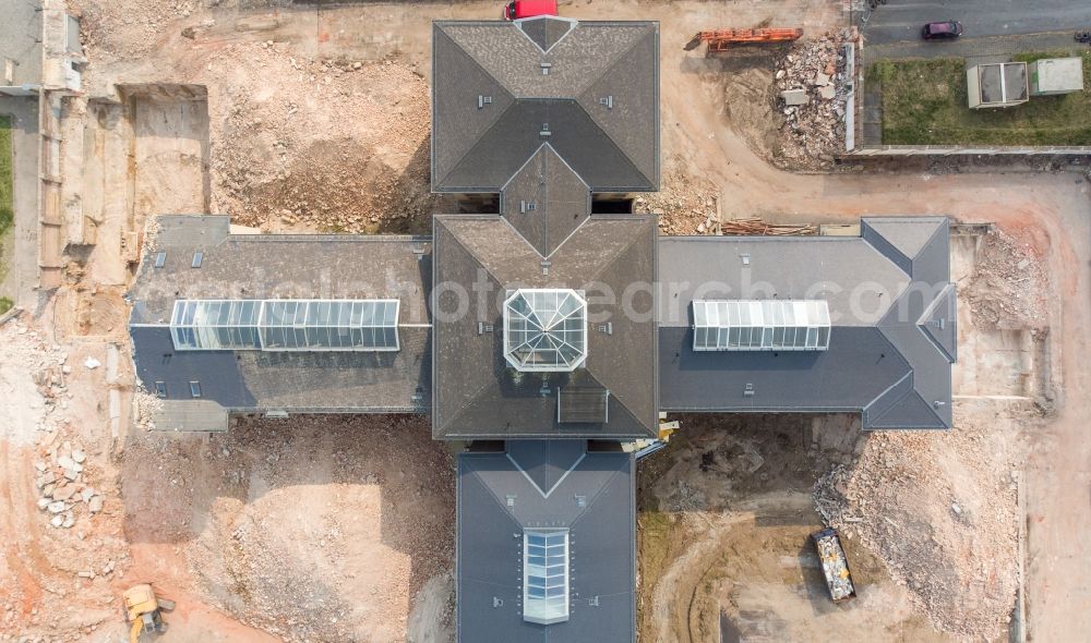 Vertical aerial photograph Chemnitz - Vertical aerial view from the satellite perspective of the former correctional prison facility ond demolition work in the district Kassberg in Chemnitz in the state Saxony, Germany