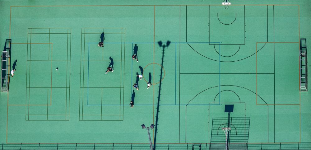 Vertical aerial photograph Sprockhövel - Vertical aerial view from the satellite perspective of the ensemble of sports grounds on the premises of the IG-Metall-Bildungszentrum on Otto-Brenner-Strasse in Sprockhoevel in the state North Rhine-Westphalia, Germany