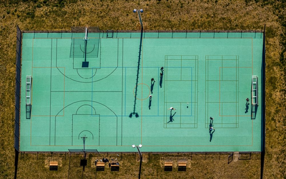 Vertical aerial photograph Sprockhövel - Vertical aerial view from the satellite perspective of the ensemble of sports grounds on the premises of the IG-Metall-Bildungszentrum on Otto-Brenner-Strasse in Sprockhoevel in the state North Rhine-Westphalia, Germany