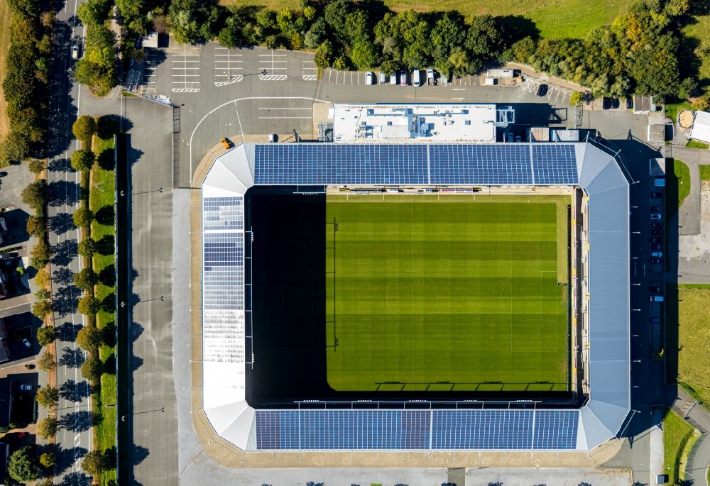 Vertical aerial photograph Paderborn - Vertical aerial view from the satellite perspective of the football Stadium Benteler Arena in Paderborn in North Rhine-Westphalia