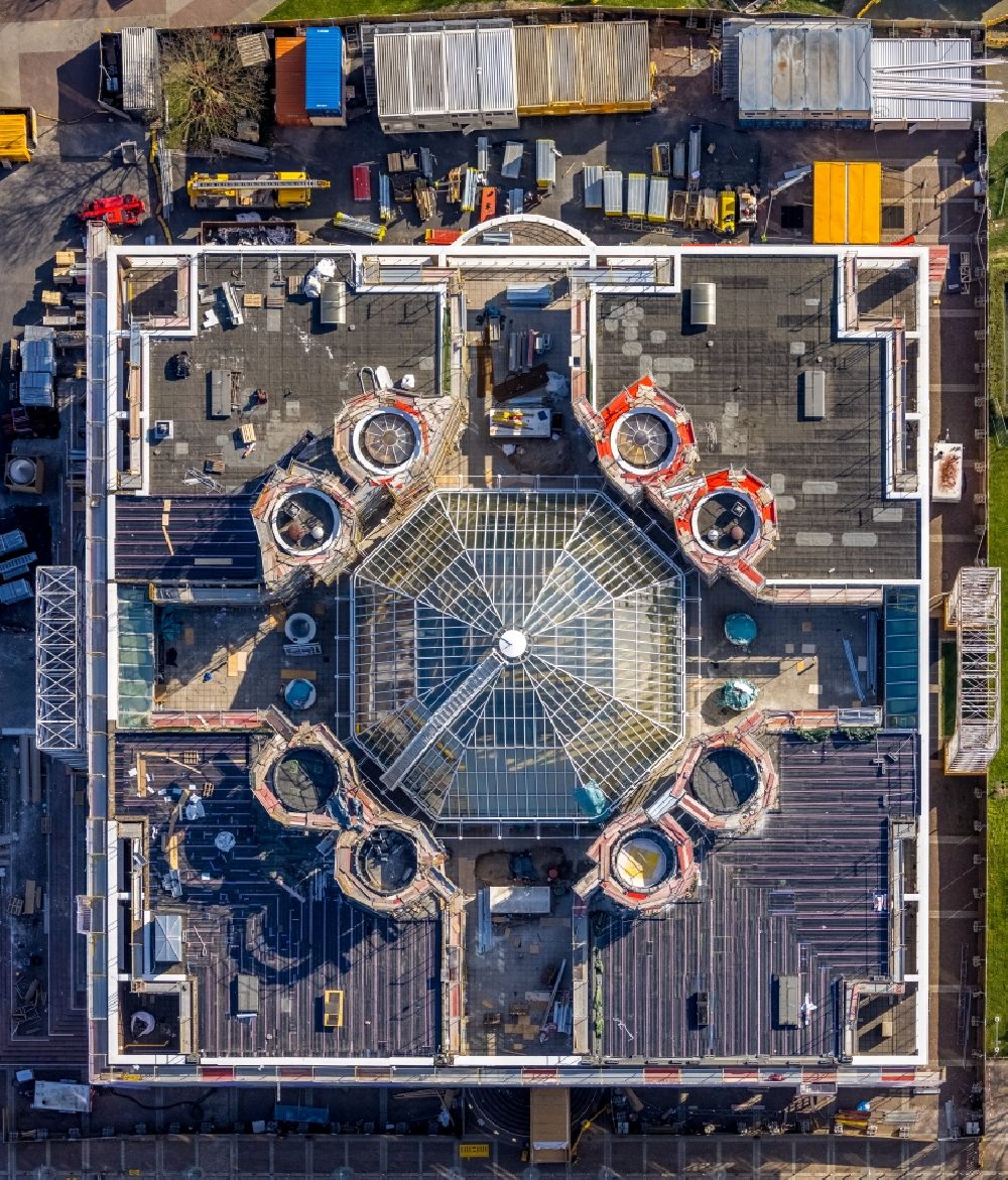 Vertical aerial photograph Dortmund - Vertical aerial view from the satellite perspective of the town Hall building of the City Council at the market downtown in Dortmund at Ruhrgebiet in the state North Rhine-Westphalia, Germany