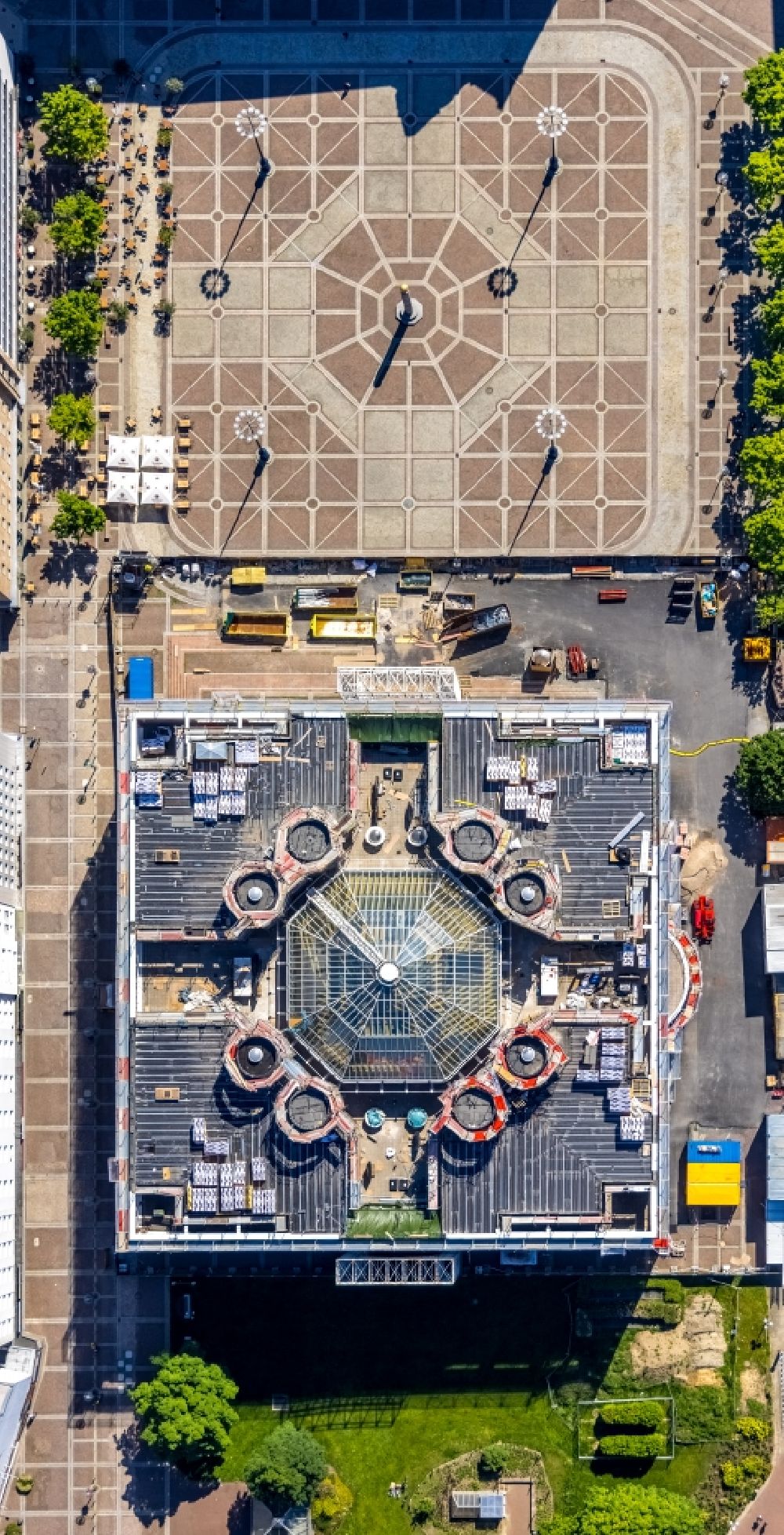 Vertical aerial photograph Dortmund - Vertical aerial view from the satellite perspective of the town Hall building of the City Council at the market downtown in Dortmund at Ruhrgebiet in the state North Rhine-Westphalia, Germany