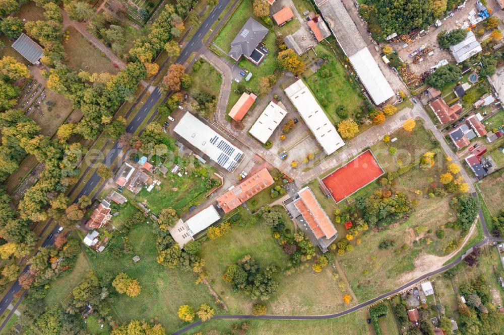 Vertical aerial photograph Angermünde - Vertical aerial view from the satellite perspective of the building complex of the Vocational School Angermuender Bildungswerk on street An der MTS in Angermuende in the state Brandenburg, Germany