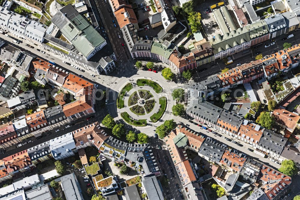 Vertical aerial photograph München - Vertical aerial view from the satellite perspective of the gaertnerplatz in the inner city center in Munich in the state Bavaria