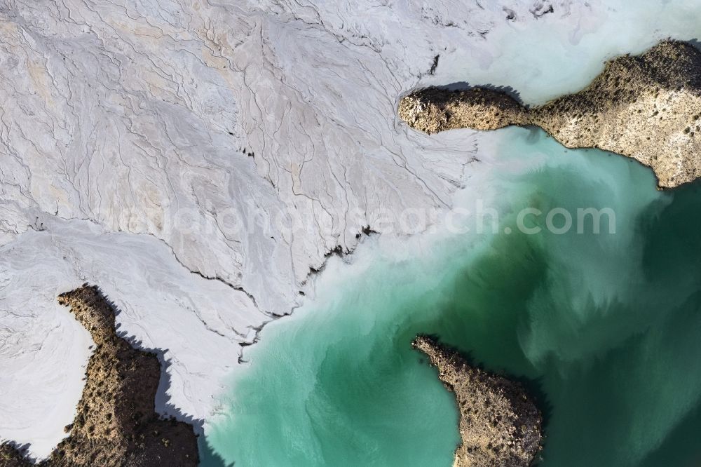 Vertical aerial photograph Prescott - Vertical aerial view from the satellite perspective of the terrain and overburden surfaces of the copper mine open pit in Baghdad and belongs to Prescott in Arizona, United States of America