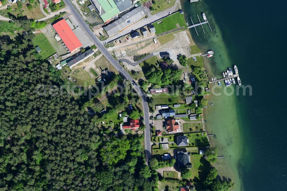Vertical aerial photograph Joachimsthal - Vertical aerial view from the satellite perspective of the village on the banks of the area on Ufer of Werbellinsee along the Seerandstrasse in Joachimsthal in the state Brandenburg, Germany