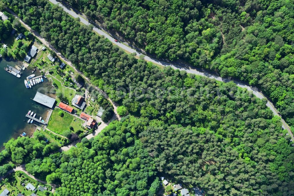 Vertical aerial photograph Joachimsthal - Vertical aerial view from the satellite perspective of the village on the banks of the area of Werbellinsee in Joachimsthal in the state Brandenburg, Germany