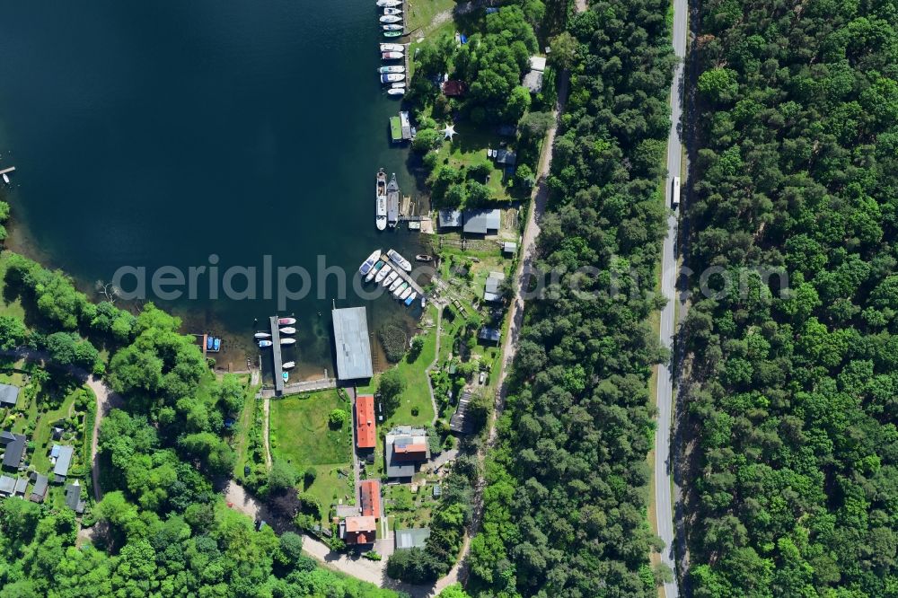 Vertical aerial photograph Joachimsthal - Vertical aerial view from the satellite perspective of the village on the banks of the area of Werbellinsee in Joachimsthal in the state Brandenburg, Germany