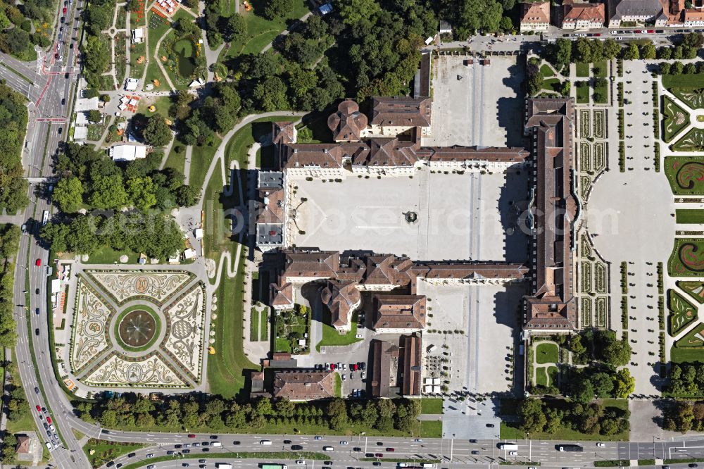 Vertical aerial photograph Ludwigsburg - Vertical aerial view from the satellite perspective of the palace in Ludwigsburg in the state Baden-Wurttemberg, Germany