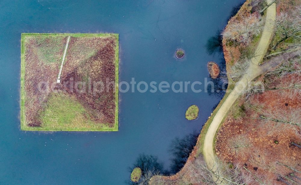 Vertical aerial photograph Cottbus - Vertical aerial view from the satellite perspective of the pyramids in the Park of Branitz palace in Cottbus in the state Brandenburg, Germany