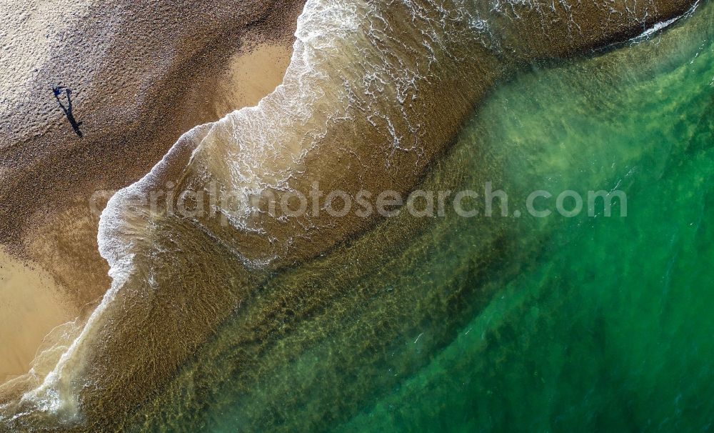 Vertical aerial photograph Thisted - Vertical aerial view from the satellite perspective of the beach landscape along the of North Sea in Thisted in Region Nordjylland, Denmark