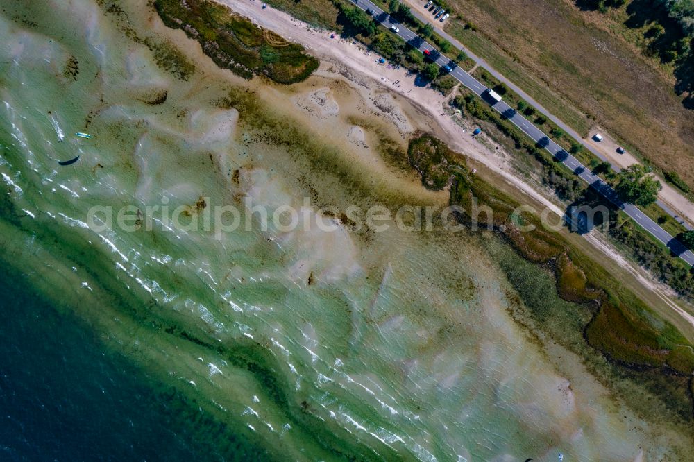 Vertical aerial photograph Hohenkirchen - Vertical aerial view from the satellite perspective of the beach landscape along the of Baltic Sea in Hohenkirchen in the state Mecklenburg - Western Pomerania, Germany