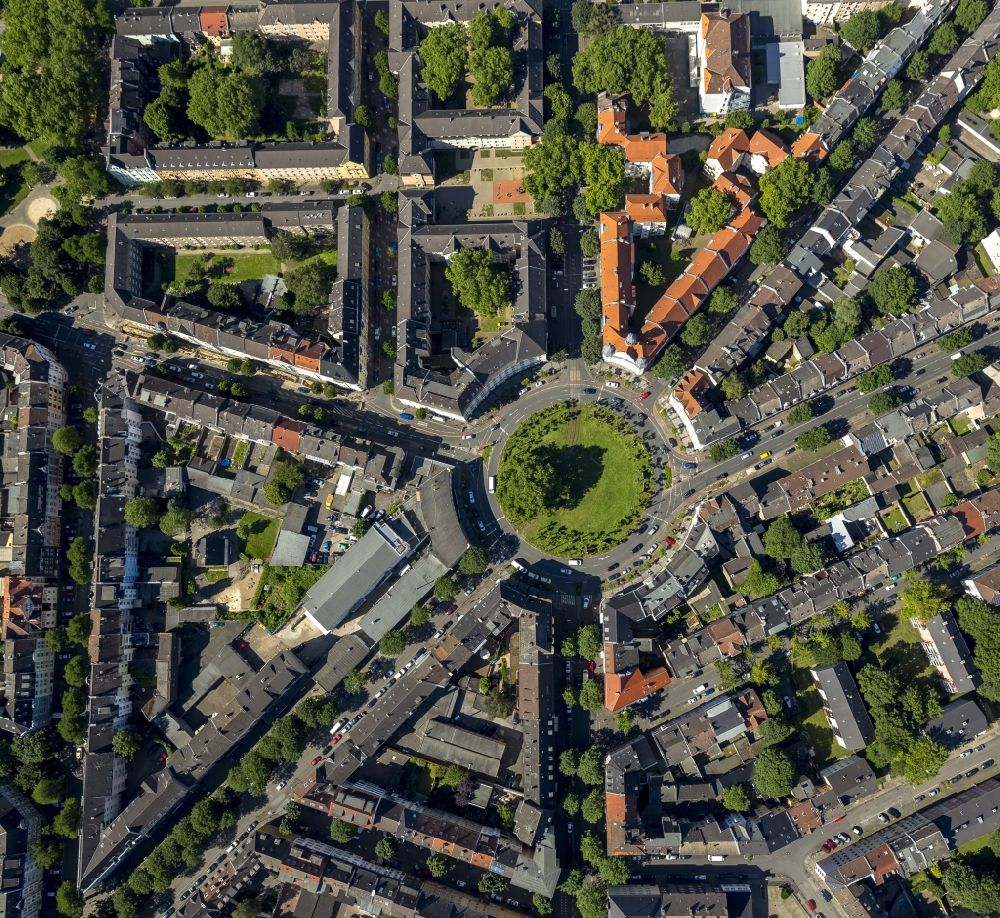 Vertical aerial photograph Dortmund - Perpendicular recording from the residential area at the roundabout Borsigplatz in Dortmund in North Rhine-Westphalia