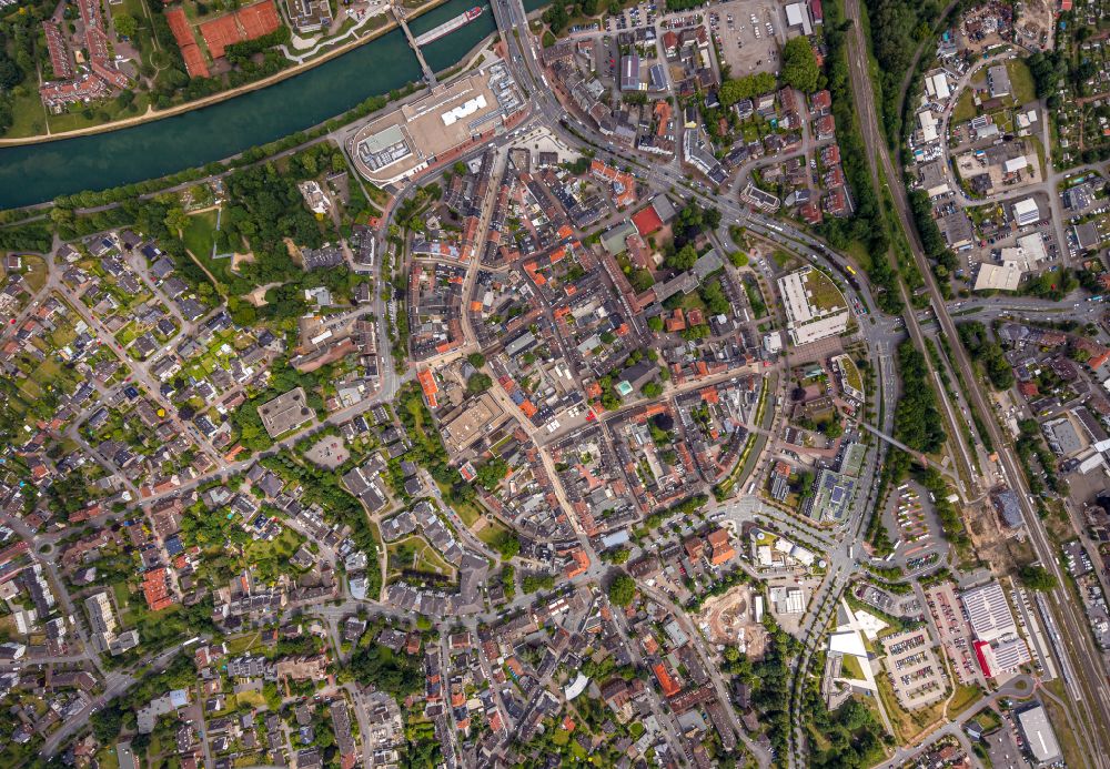 Vertical aerial photograph Dorsten - Vertical aerial view from the satellite perspective of the city view on down town in Dorsten at Ruhrgebiet in the state North Rhine-Westphalia, Germany