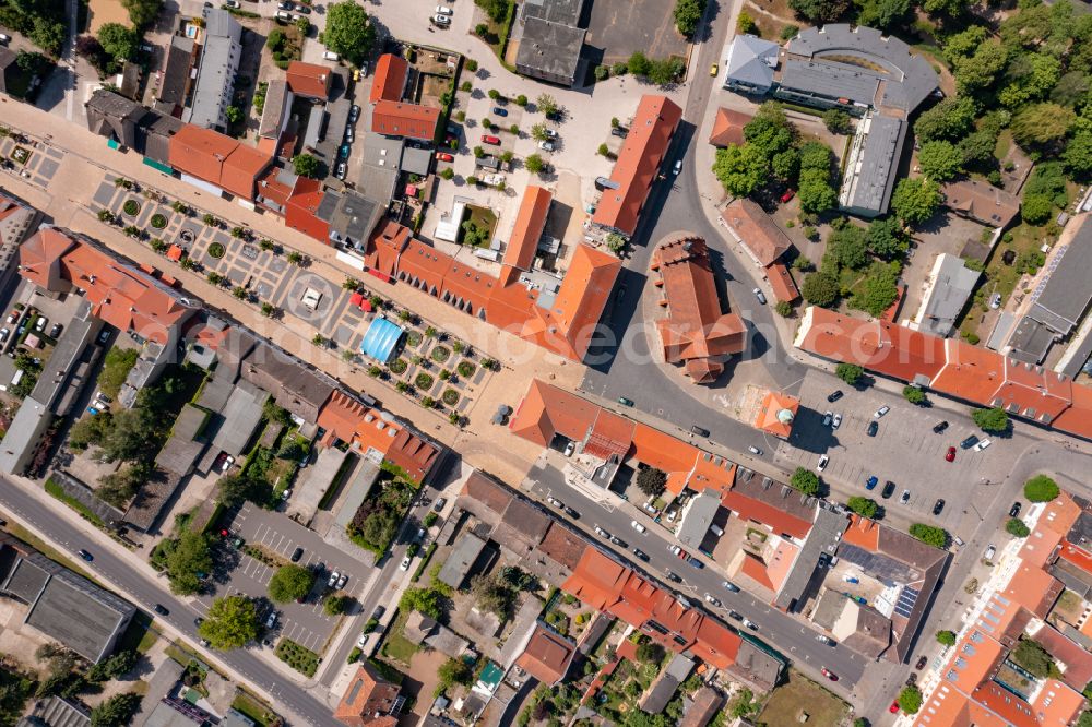Vertical aerial photograph Luckenwalde - Vertical aerial view from the satellite perspective of the city view on down town in Luckenwalde in the state Brandenburg, Germany