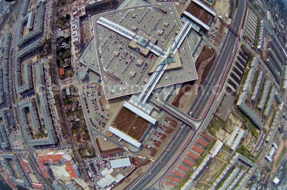 Vertical aerial photograph Potsdam - Vertical aerial view from the satellite perspective of the shopping mall Stern-Center in Potsdam in the state Brandenburg
