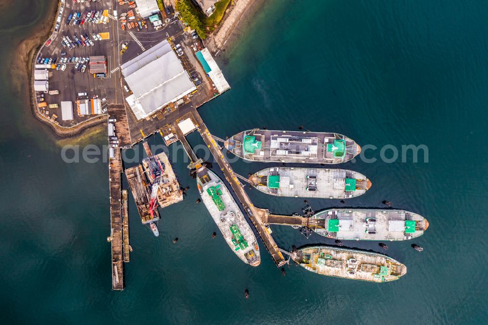 Vertical aerial photograph Bainbridge Island - Vertical aerial view from the satellite perspective of the shipyard on the banks WA State Ferry Maintenance Facility in Bainbridge Island in Washington, United States of America
